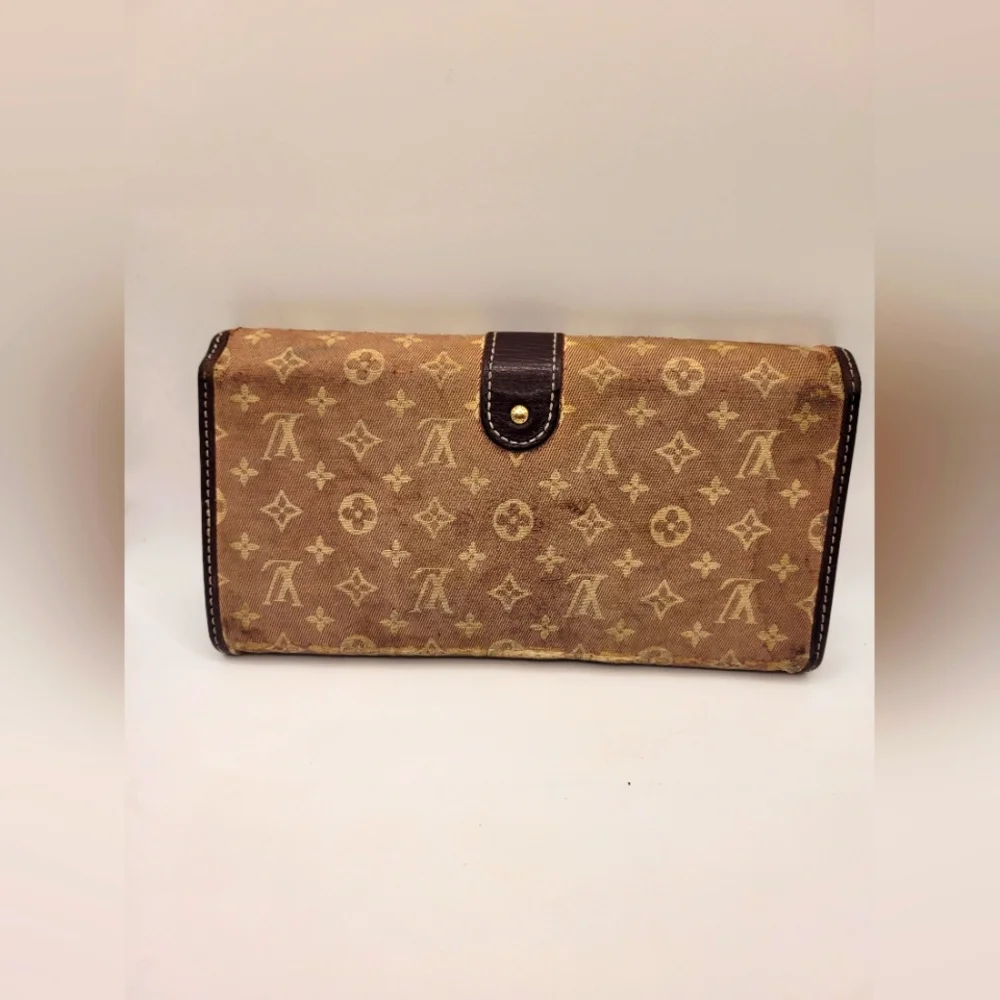 Louis Vuitton Sarah Cloth Denim Style Distressed Long Wallet